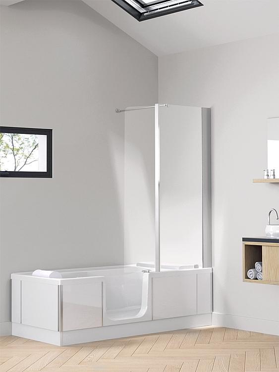 Badewanne mit Duschbereich zur Eckmontage
