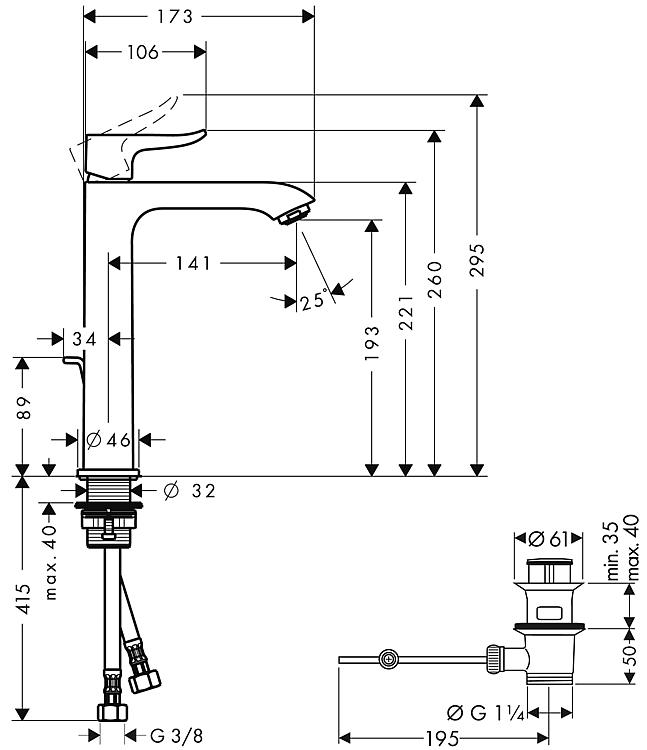 Hansgrohe Waschtischmischer Metris 200