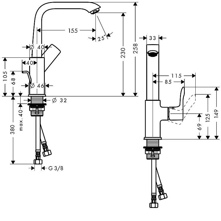 Hansgrohe Waschtischmischer Metris 230, schwenkbar