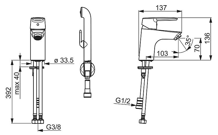 Hansa Waschtischmischer-Set HansaPolo, mit Funktionsbrause