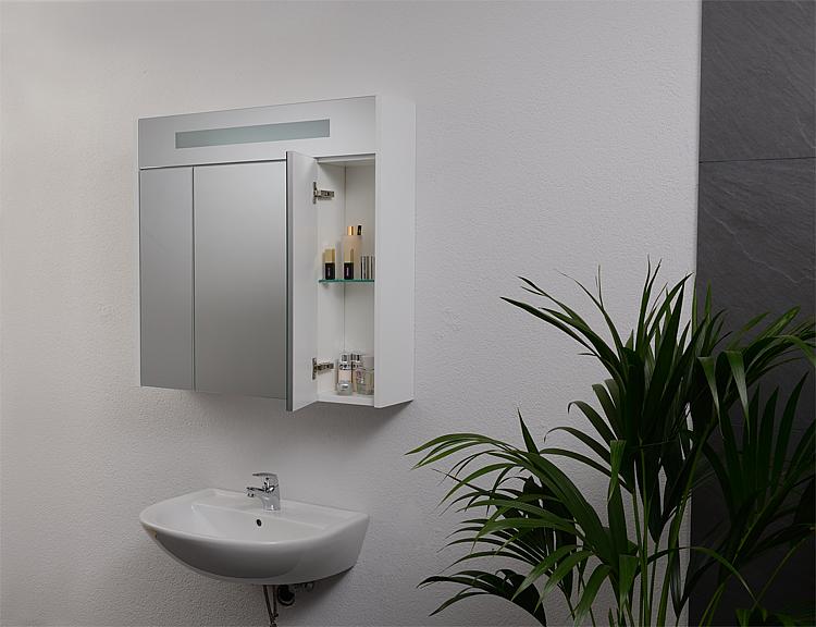 Spiegelschrank mit beleuchteter LED-Zierblende, 1050 mm Breite