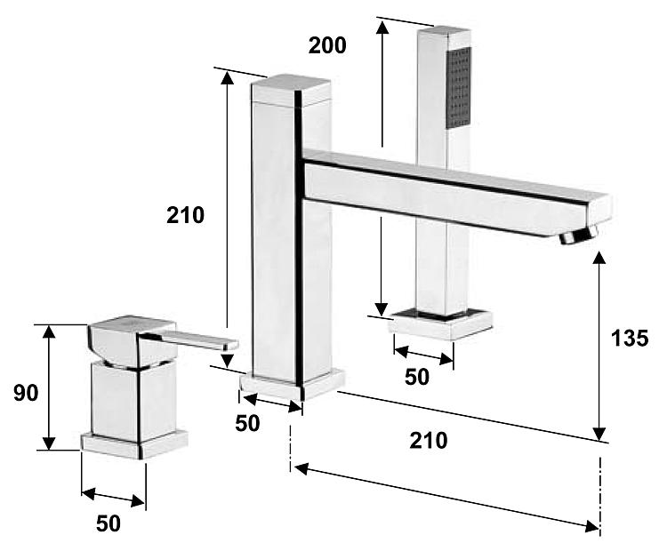 3-Loch Wannenrandmischer-Set Helkline