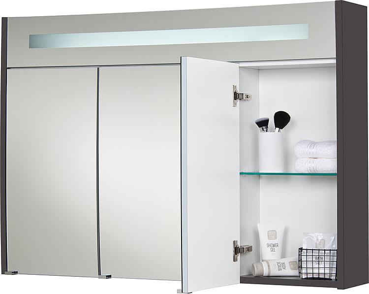 Spiegelschrank mit beleuchteter LED-Zierblende, 1050 mm Breite