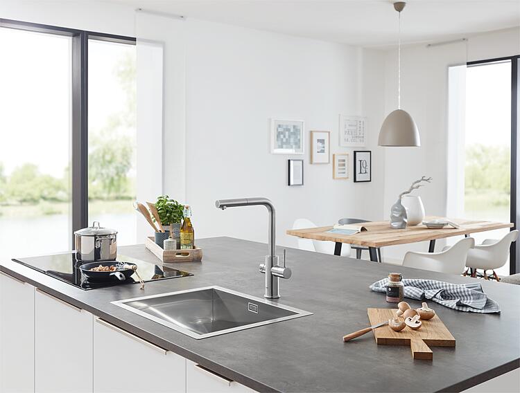 Grohe Spültischmischer Blue Home Starter Kit, mit herausziehbarem Auslauf