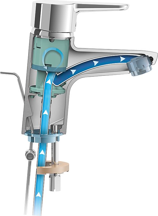 Waschtischmischer Helconnect Blue, Niederdruck