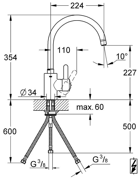 Grohe Spültischmischer Eurosmart Cosmopolitan, Niederdruck