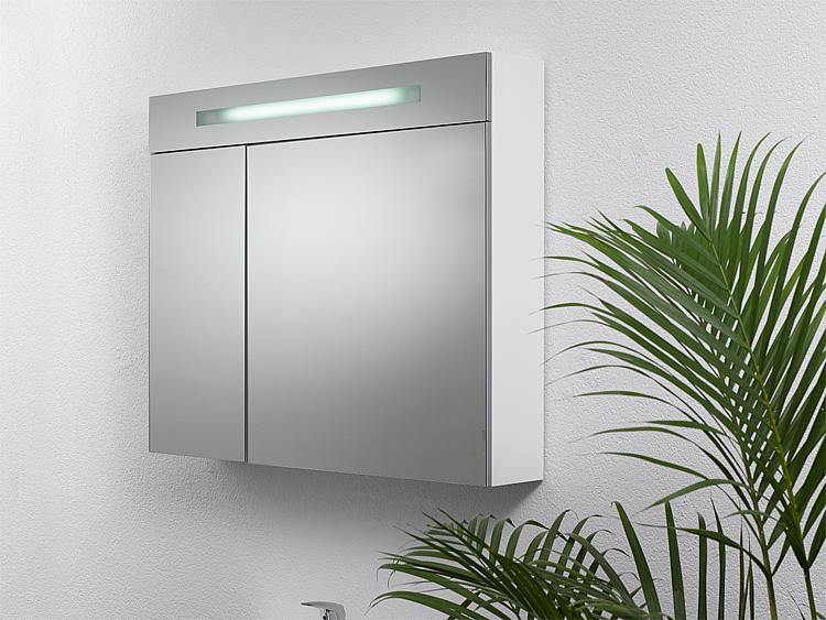 Spiegelschrank mit beleuchteter LED-Zierblende, 900 mm Breite