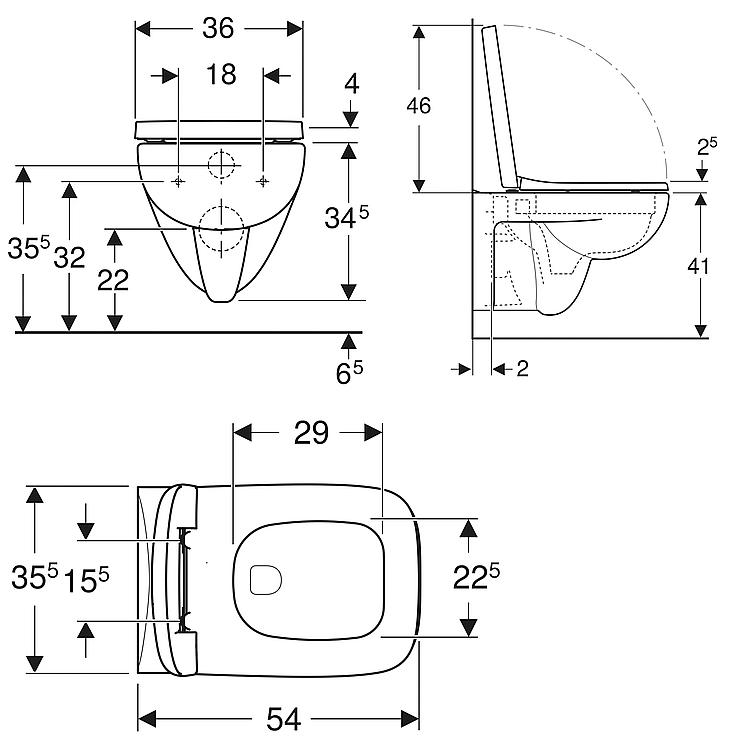 Geberit Combi-Pack Wandtiefspül-WC Renova Plan