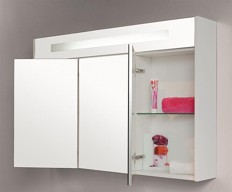 Spiegelschrank mit beleuchteter LED-Zierblende, 1200 mm Breite
