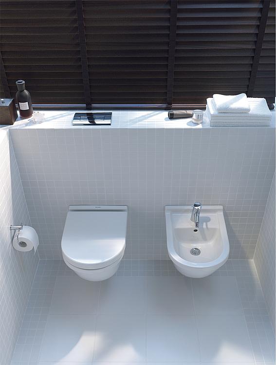 Duravit Wand-Tiefspül-WC Starck 3, spülrandlos verdeckte Befestigung
