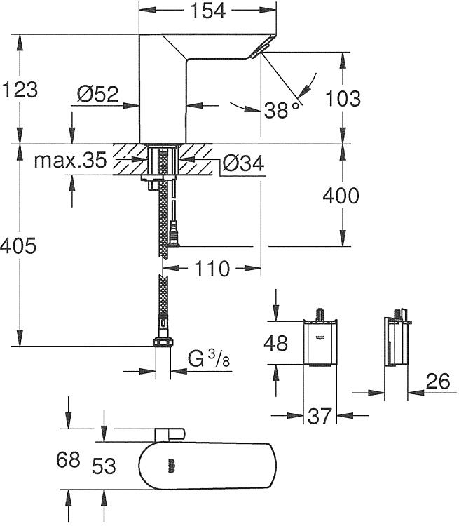 Grohe Sensor-Armatur Bau Cosmopolitan E