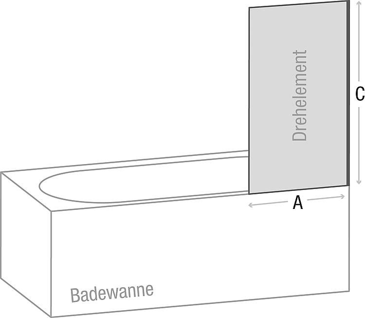 Badewannenaufsatz Heleloa 2.0, 1 Glas-Drehelement