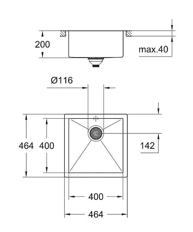 Grohe Edelstahlspüle K700 mit 1 Becken
