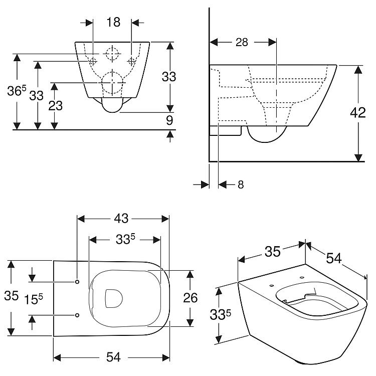 Geberit Wand-Tiefspül-WC Smyle Square