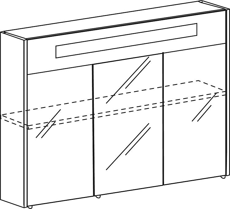 Spiegelschrank mit beleuchteter LED-Zierblende, 1200 mm Breite