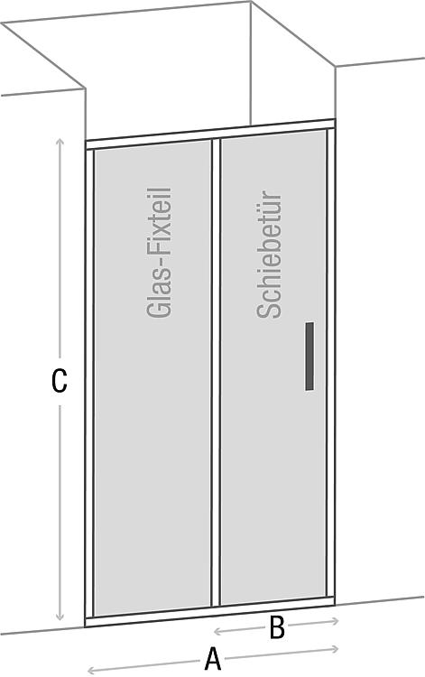 Nischentür Heleloa 2.0, 1 Schiebetür und 1 Glas-Fixteil