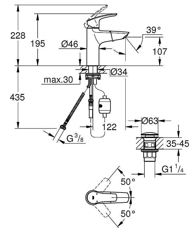 Grohe Waschtischmischer Eurosmart M-Size mit ausziehbarer Brause