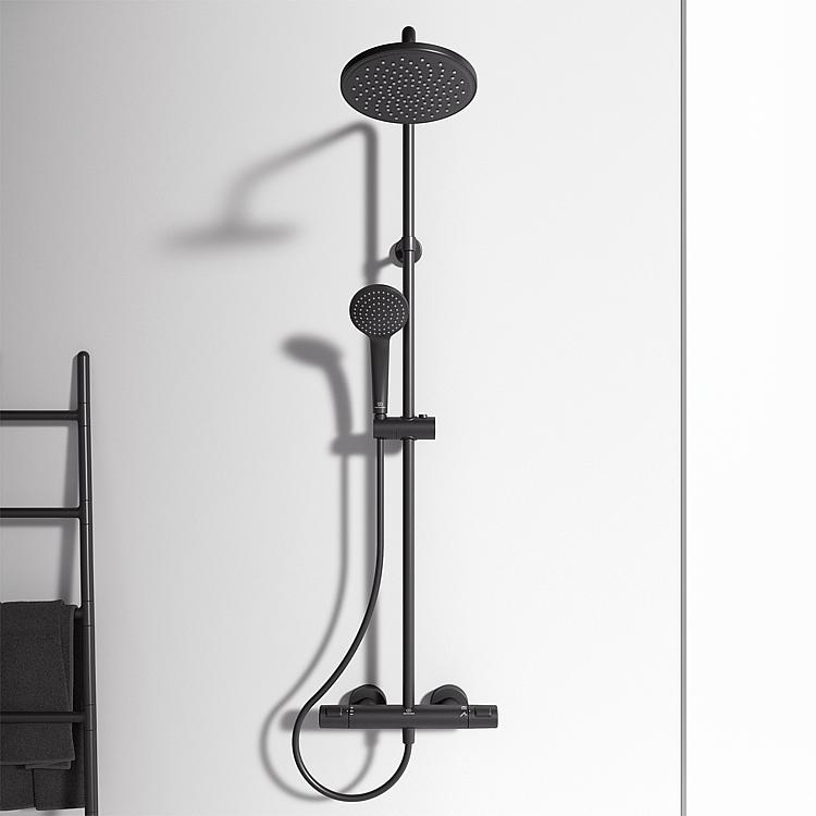 Brause-System Heldeal mit Thermostat Helceratherm T25, schwarz