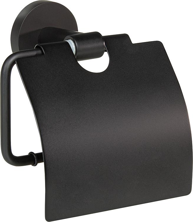 Papierrollenhalter Heleldrid, schwarz, mit Deckel