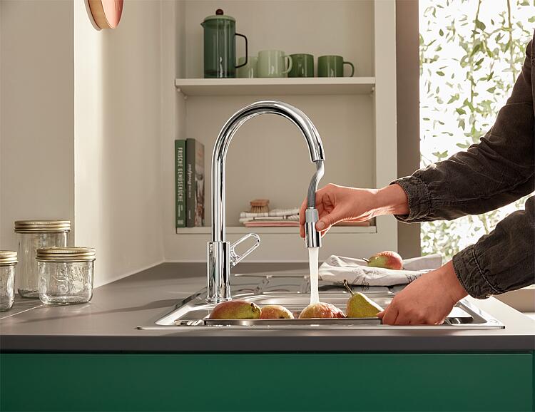 Grohe Spültischmischer BauFlow, mit herausziehbarem Auslauf