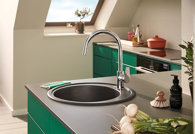Grohe Spültischmischer BauEdge, mit herausziehbarem Auslauf