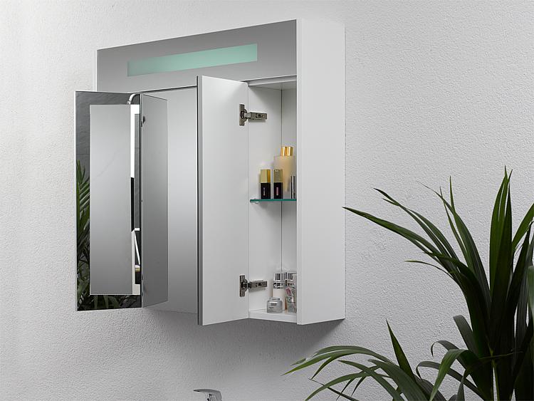 Spiegelschrank mit beleuchteter LED-Zierblende, 1050 mm Breite