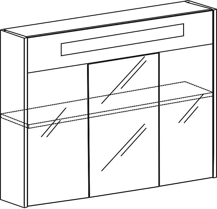 Spiegelschrank mit beleuchteter LED-Zierblende, 1050 mm Breite