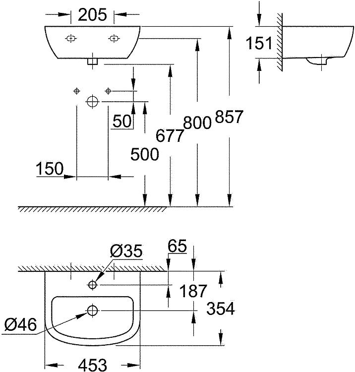 Grohe Handwaschbecken Bau Keramik, weiß