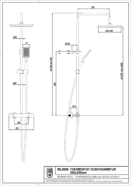 Brause-System Helmuun, eckig