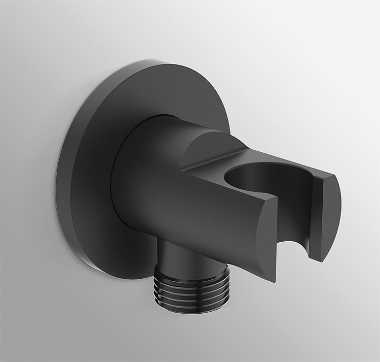 Wandanschlussbogen mit Brausehalter Heldeal, schwarz