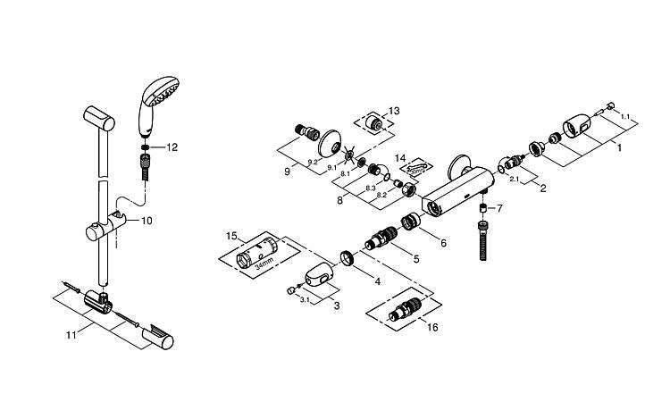 Grohe Brausethermostat-Set Grohe Grohtherm 1000