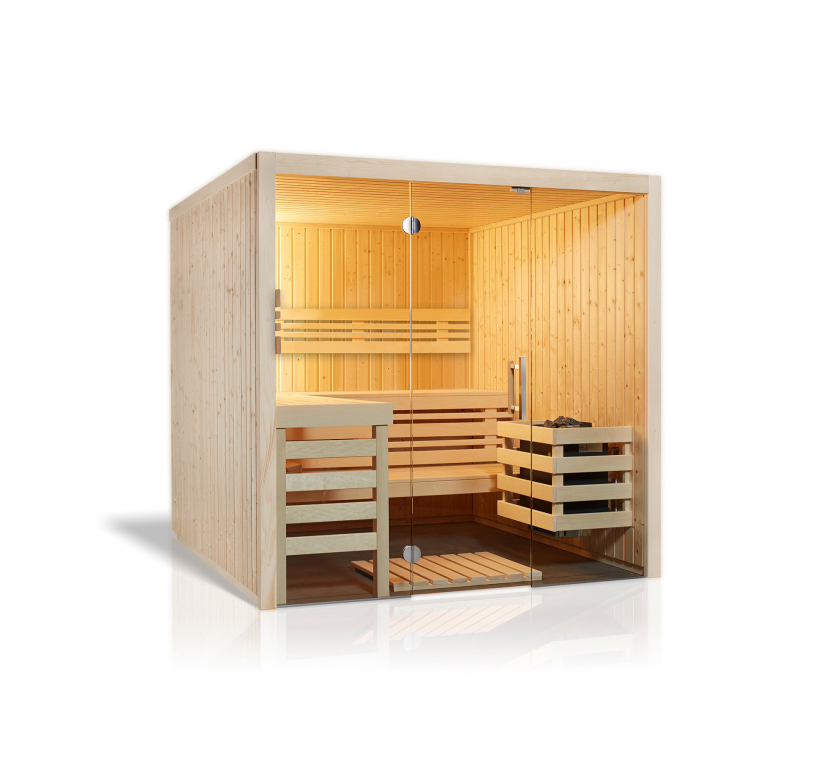 Sauna Set Panorama, inkl. Saunaofen Hotline S7, 2 Größen