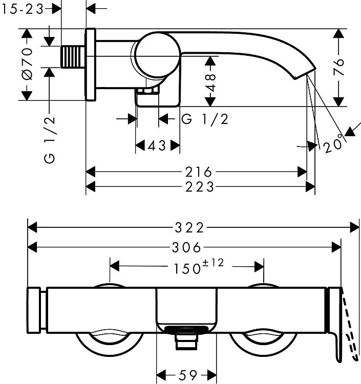 Hansgrohe AP-Wannenmischer Vivenis