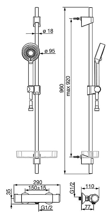 Hansa Brause-Set HansaMicra, mit Handbrause und Thermostat