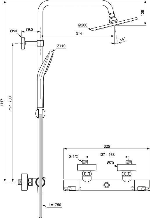 Brause-System Heldeal mit Thermostat Helceratherm 50