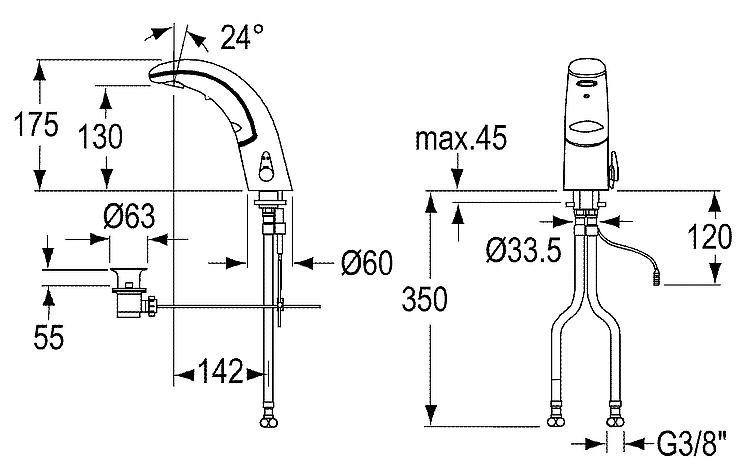 Conti Sensor-Waschtischarmatur CONTI+ IQ, Niederdruck
