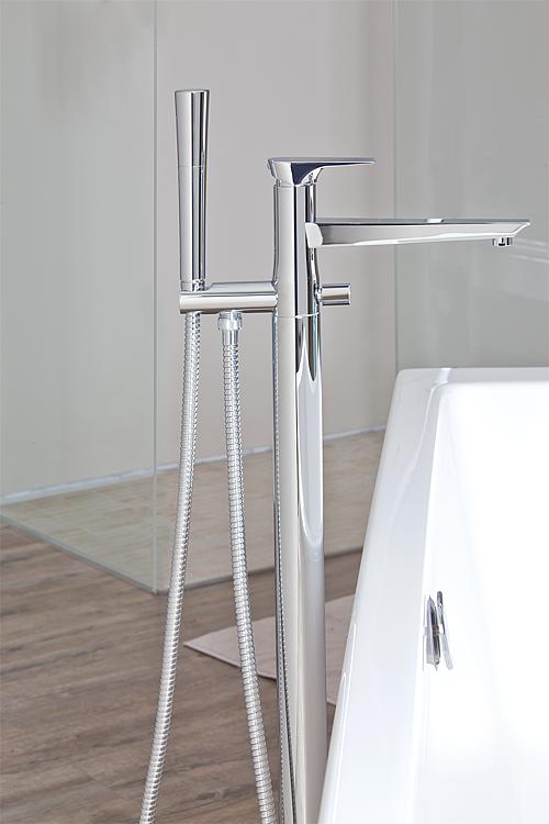 Wannenmischer-Set Heldiva, bodenstehend, mit Stabhandbrause