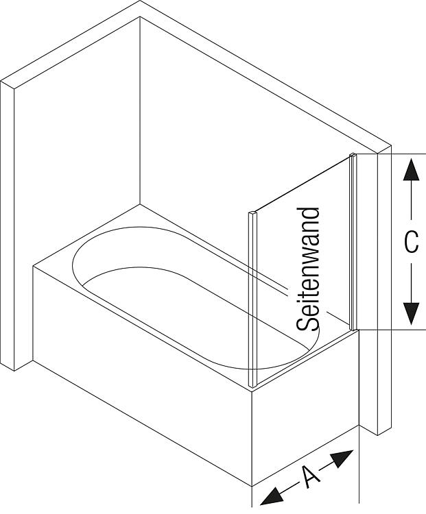 Hüppe Seitenwand Alpha 2, Maßanfertigung für Badewanne