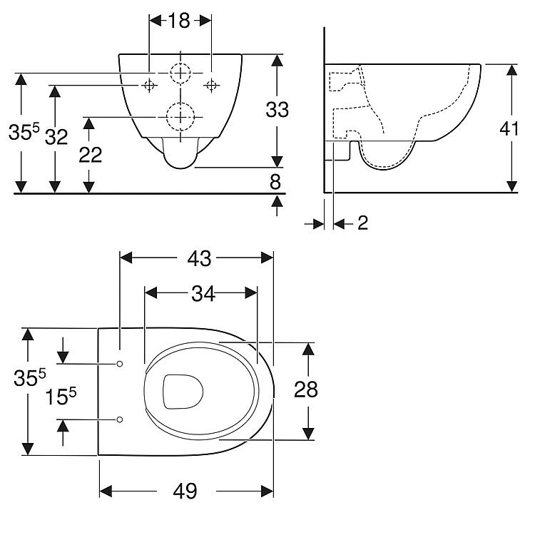 Geberit Wand-Tiefspül-WC Renova Compact
