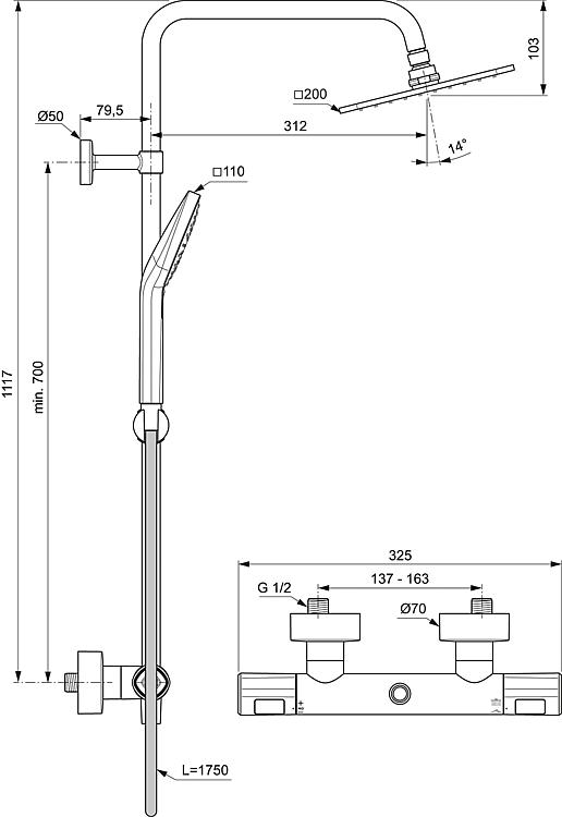 Brause-System Heldeal mit Thermostat Helceratherm 100