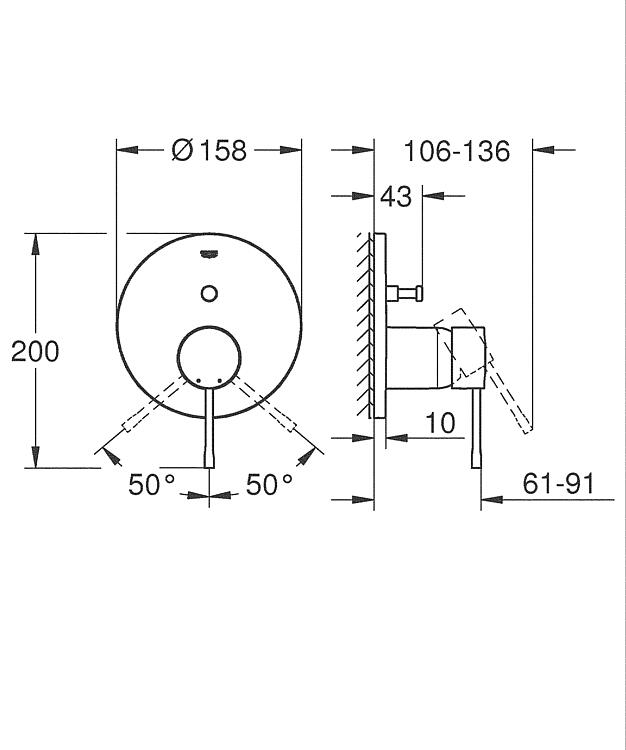 Grohe UP-Wannenmischer Essence