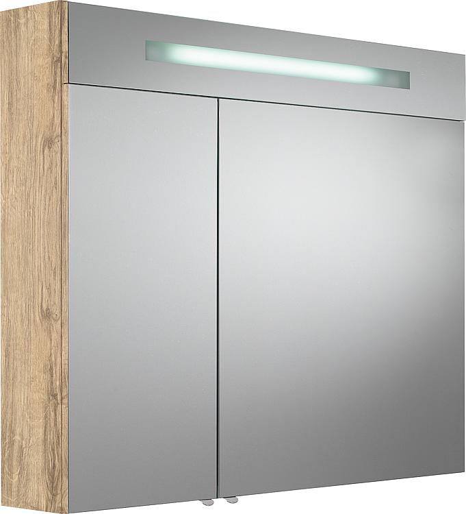 Spiegelschrank mit beleuchteter LED-Zierblende, 900 mm Breite