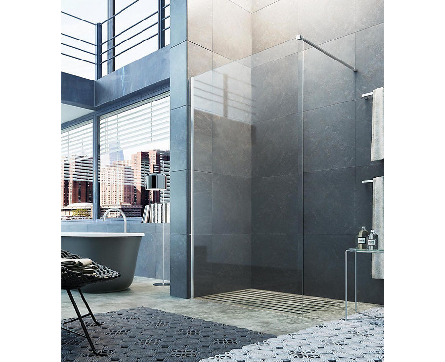 Helliri Walk-In Glasduschwand mit Wandprofil