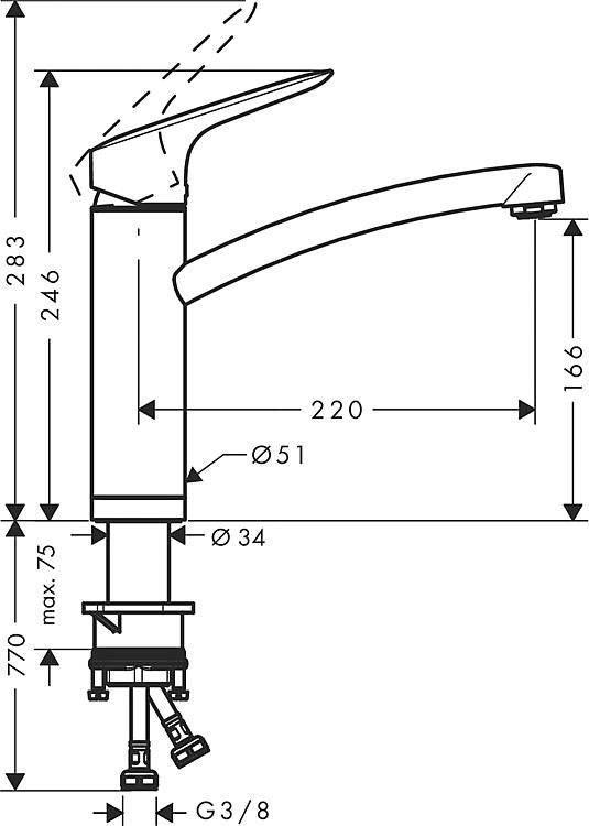 Hansgrohe Spültischmischer Logis 160 M31, für Vorfenstermontage