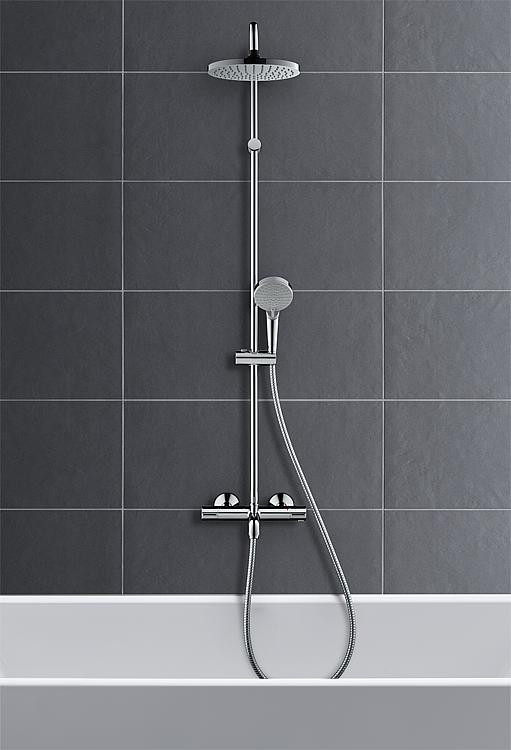 Hansgrohe Brause-System Vernis Blend Showerpipe 200 1jet, mit Thermostat und Wanneneinlauf
