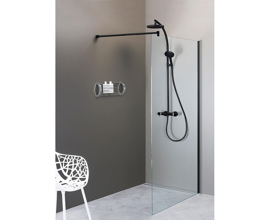 Walk-In Helennai Glasduschwand, 6mm mit Wandprofil in Farbe chrom o. schwarz