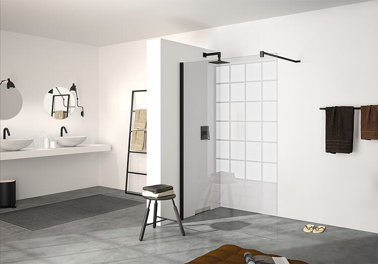 Hüppe Walk-In Glasduschwand modular, 6 mm Black-Edition