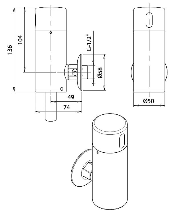 Benkiser Druckspüler Typ 699 für Urinal mit IR-Sensor