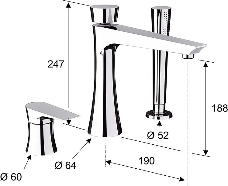 3-Loch Wannenrandmischer-Set Heldiva