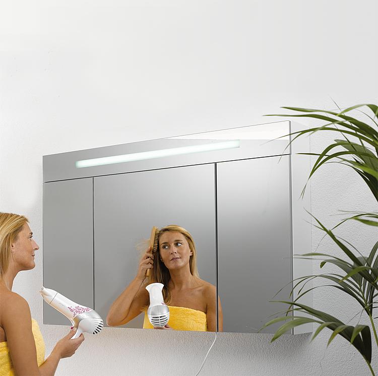 Spiegelschrank mit beleuchteter LED-Zierblende, 1200 mm Breite